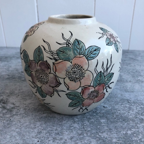 Decorative Painted Floral Vintage Vase - Picture 2 of 5